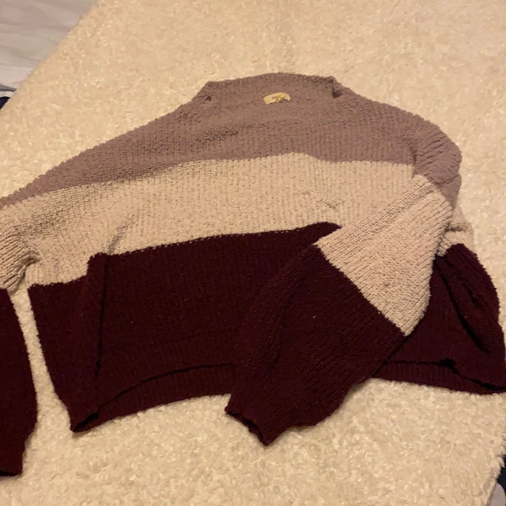 Crop top 3 pattern color knit sweater